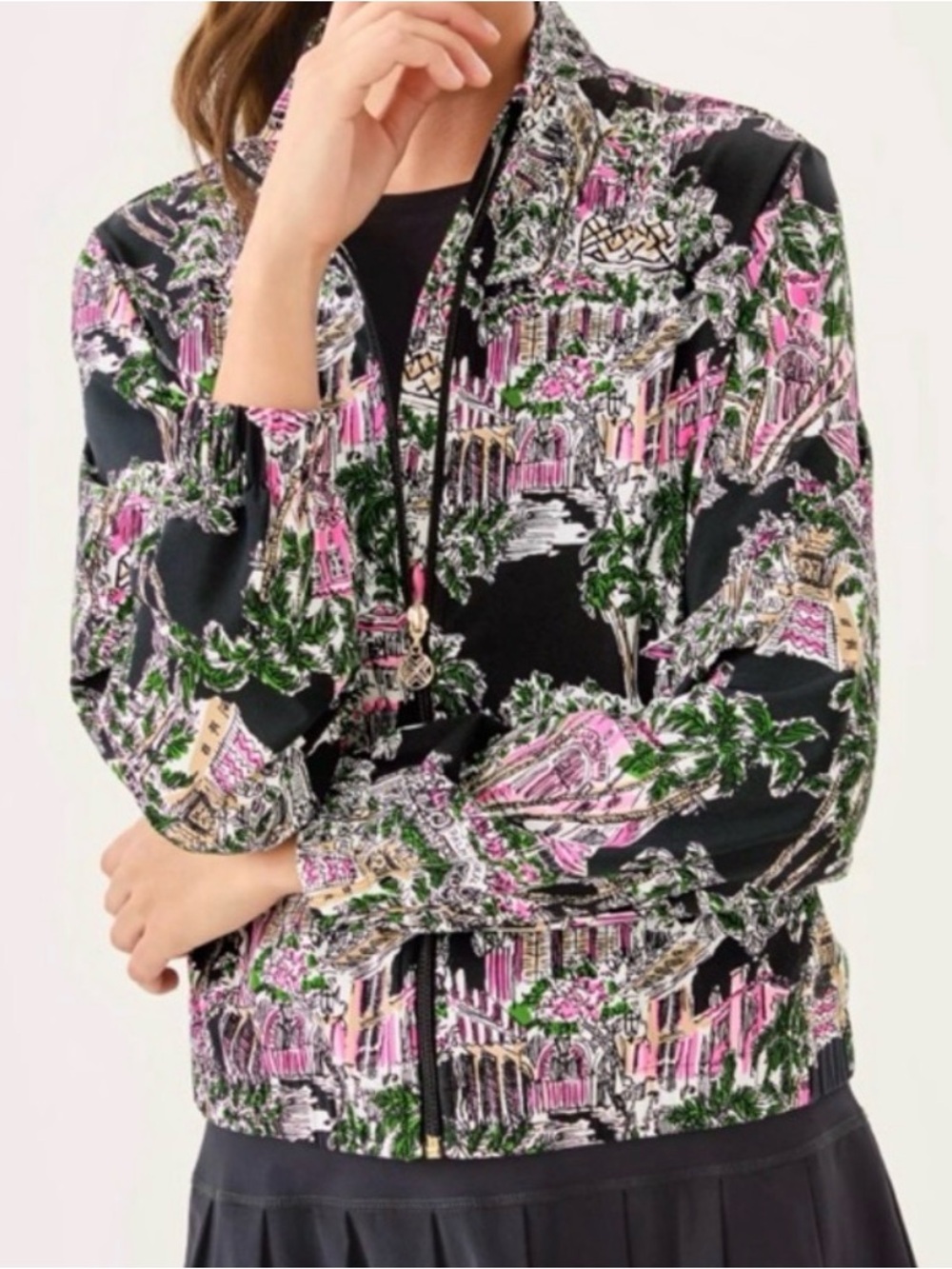 NWT Lilly Pulitzer XXL UPF 50+ Luxletic Aegean Jacket “Onyx PB Anniversary Toile